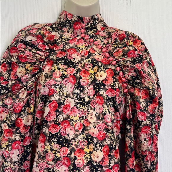 Rotate - Birger Christensen Kim Colorful Floral Puff Long Sleeve Blouse Size 8 - Picture 6 of 11